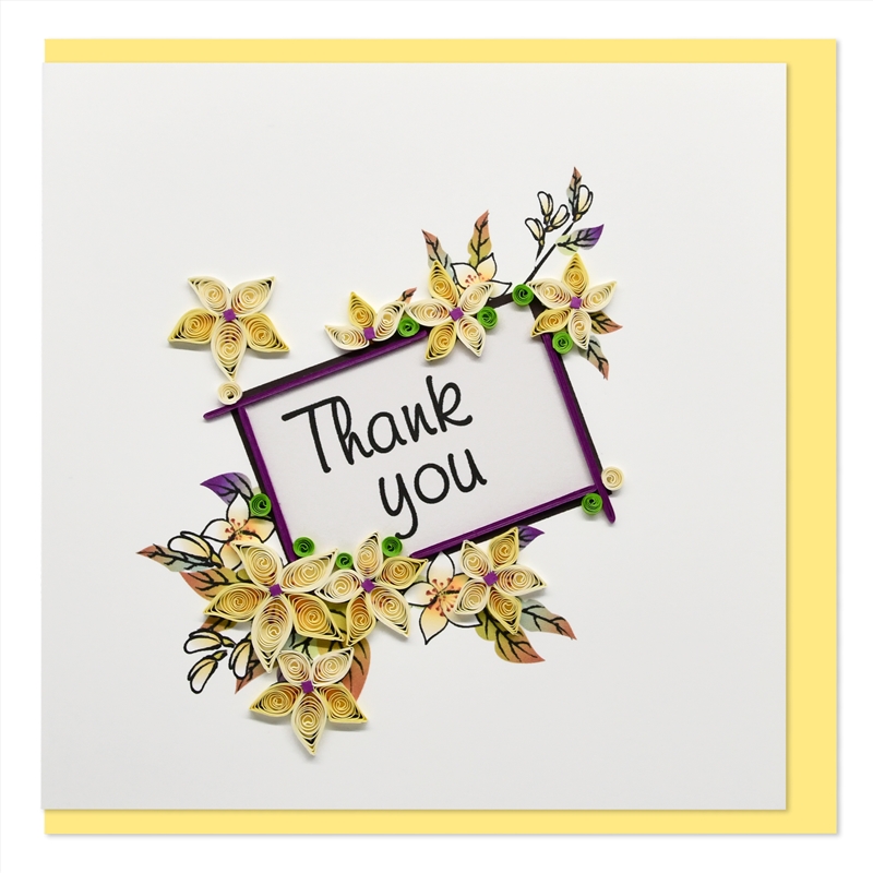 Quilled Greeting Card Thank You - Cream Flowers 15x15cm/Product Detail/Greeting Cards