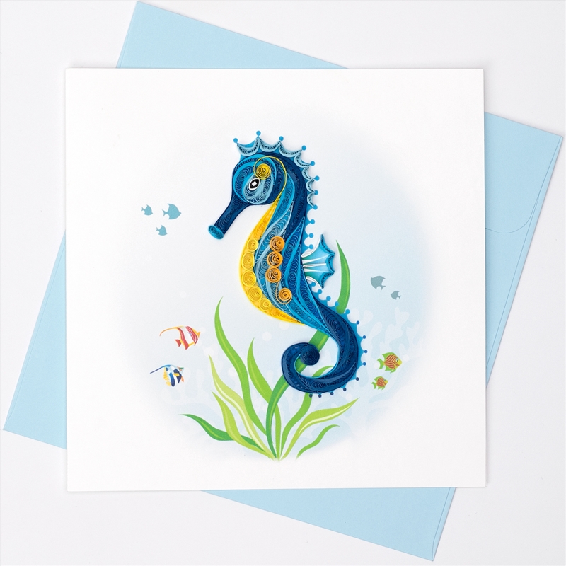 Quilled Greeting Card Sky Blue Sea Horse 15x15cm/Product Detail/Greeting Cards