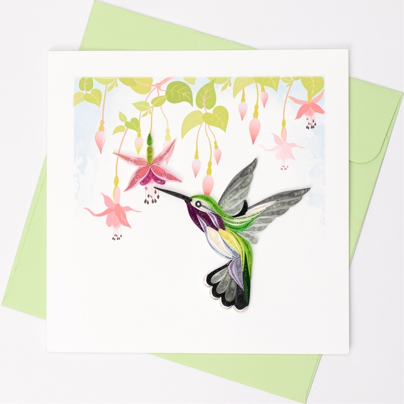 Quilled Greeting Card Hummingbird with Fuchsia 15x15cm/Product Detail/Greeting Cards