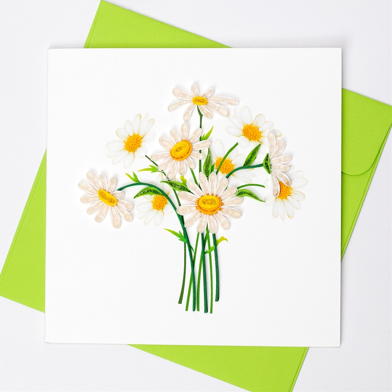 Quilled Greeting Card White Daisies 15x15cm/Product Detail/Greeting Cards