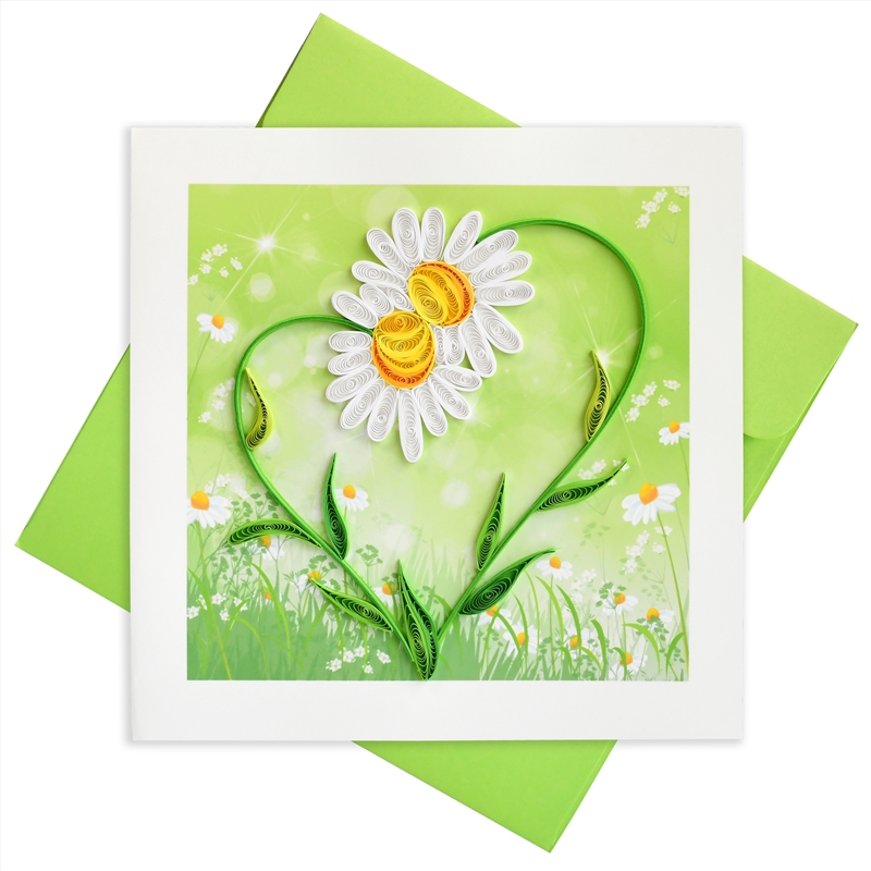 Quilled Greeting Card Daisy Heart 15x15cm/Product Detail/Greeting Cards