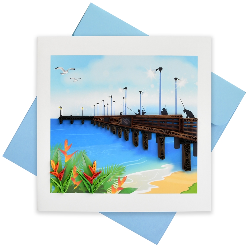 Quilled Greeting Card Fishing Jetty 15x15cm/Product Detail/Greeting Cards