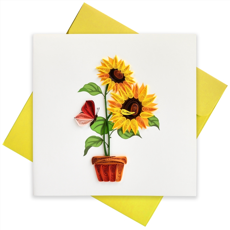 Quilled Greeting Card Sunflower with Butterfly 15x15cm/Product Detail/Greeting Cards