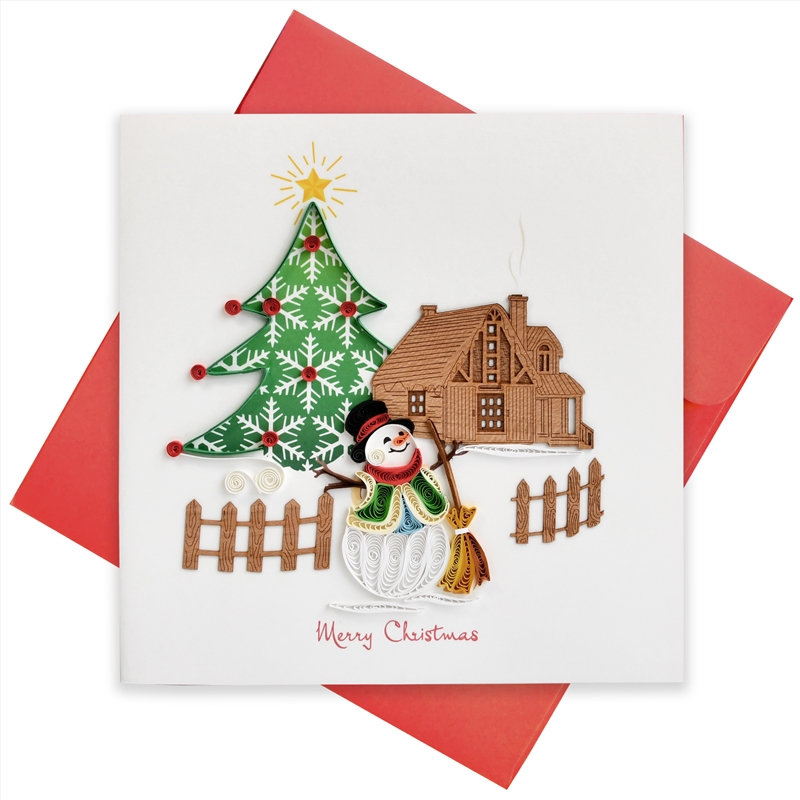 Quilled Greeting Card Snowman, Tree, House 15x15cm/Product Detail/Greeting Cards