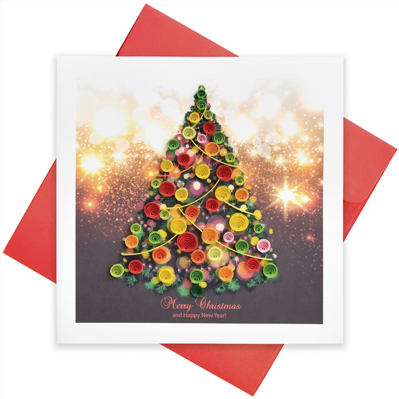 Quilled Greeting Card Christmas Tree with Lights 15x15cm/Product Detail/Greeting Cards