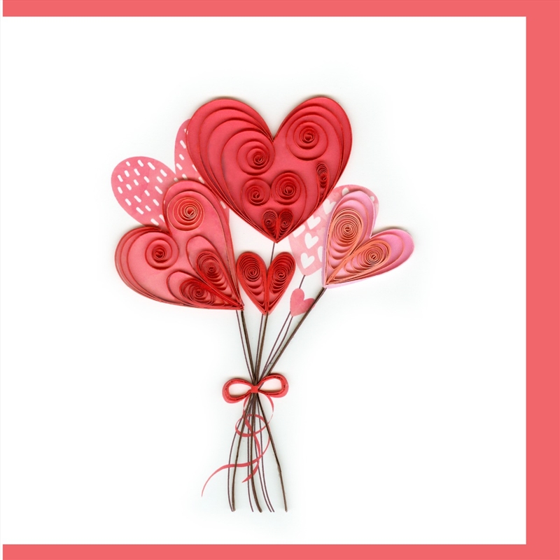 Quilled Greeting Card Bouquet Of Hearts 15x15cm/Product Detail/Greeting Cards