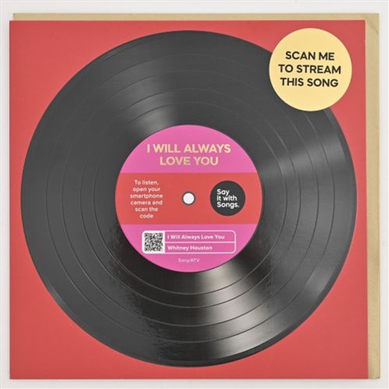 Say It With Songs Greeting Card - I Will Always Love You - Whitney Houston 16.5x16.4cm/Product Detail/Greeting Cards