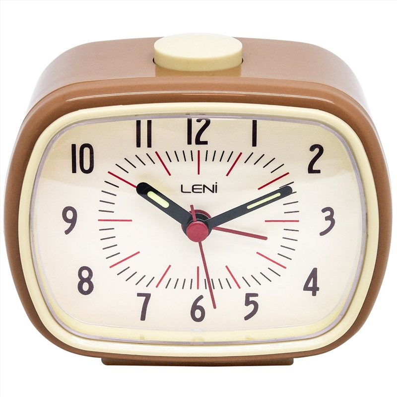 Leni Retro Alarm Clock 9x11x6cm - Mocha/Product Detail/Clocks