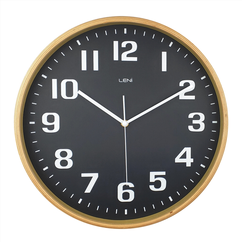 Leni Wood Wall Clock 32cm - Black/Product Detail/Clocks