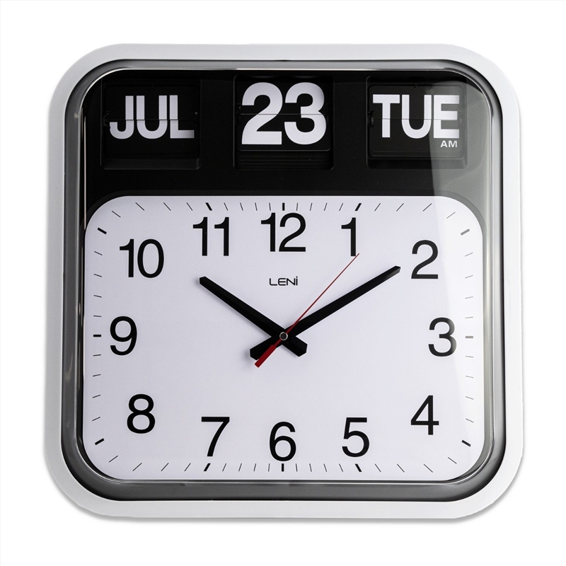 Banker's Wall Clock with Calendar 43x43x11cm - White/Product Detail/Clocks