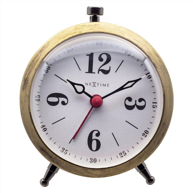 NeXtime Harvey Alarm Clock with Luminous Hands 9x10.8x5cm - Gold/Product Detail/Clocks