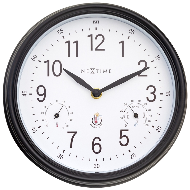 NeXtime Jasmine Weatherproof Outdoor Wall Clock 23.5 - Black and White/Product Detail/Clocks