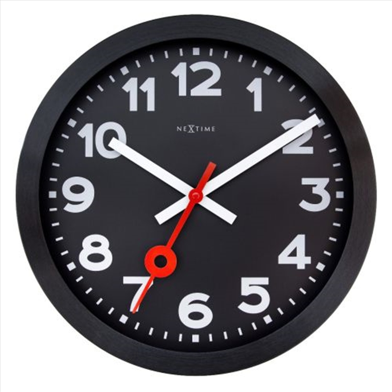 NeXtime Station All Black 35cm - Black/Product Detail/Clocks