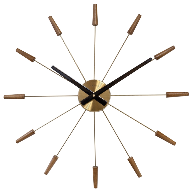 NeXtime Plug-Inn Stainless Steel Wall Clock 58cm - Wood Brown/Product Detail/Clocks