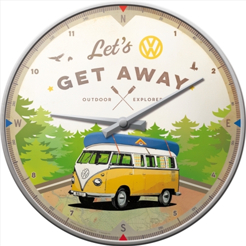 Nostalgic-Art Wall Clock VW Bulli - Let's Get Away 30cm/Product Detail/Clocks