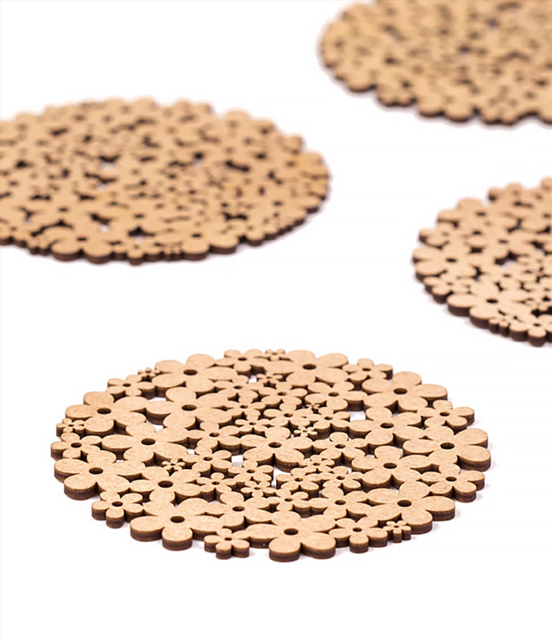 Wooden Coaster Flowers 10x10x0.3cm/Product Detail/Drinkware