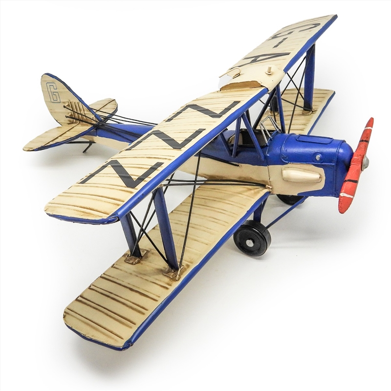 Tiger Moth Plane Metal Collectable - Blue and White 50x48x18.5cm/Product Detail/Collectables