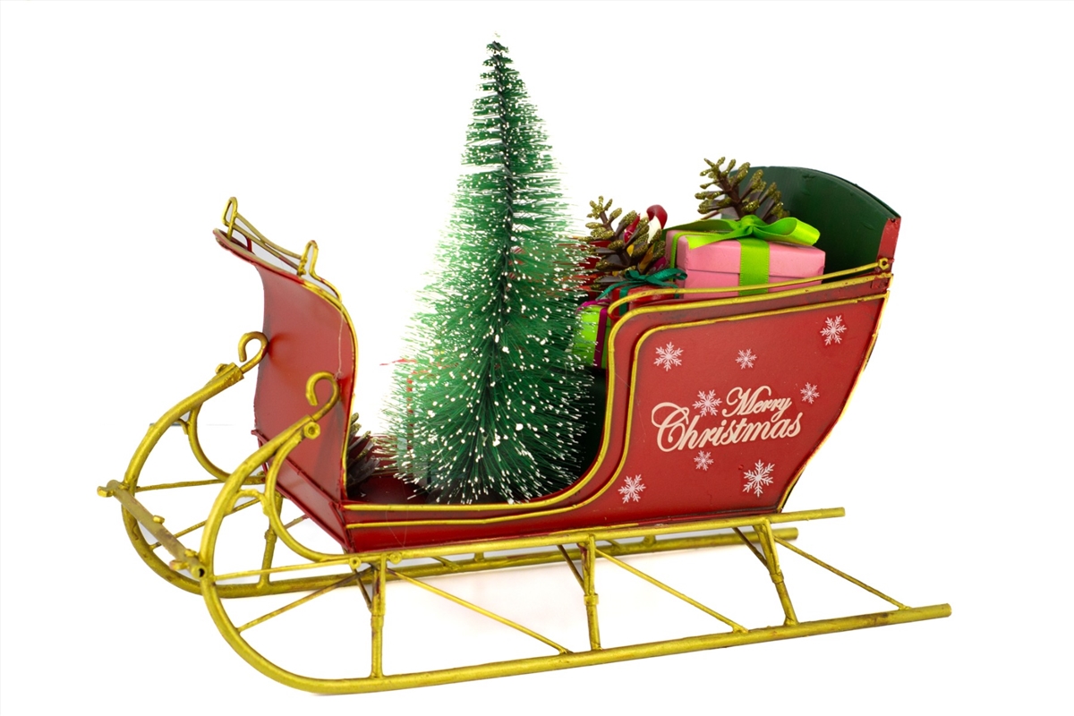Christmas Sled with Tree Metal Collectable 30x14x21cm/Product Detail/Collectables