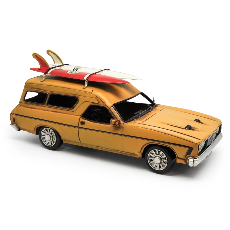 1976 Ford XC Falcon Panelvan with Surfboards Metal Collectable - Yellow 28x12.5x9.3cm/Product Detail/Collectables
