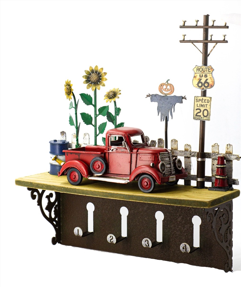 Shelf Hanging Wall Decor with Hooks Red Truck 31x9x34.5cm/Product Detail/Decor