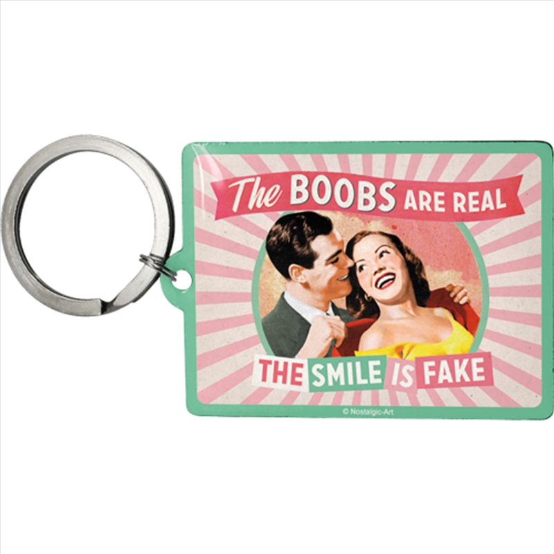 Nostalgic-Art Keyring Square The Boobs are Real 6x4.5x0.5cm/Product Detail/Keyrings