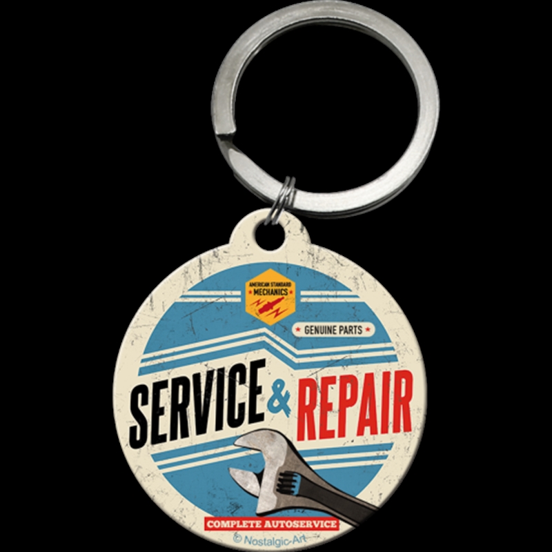 Nostalgic-Art Keyring Round Service & Repair 7.5x4x0.3cm/Product Detail/Keyrings