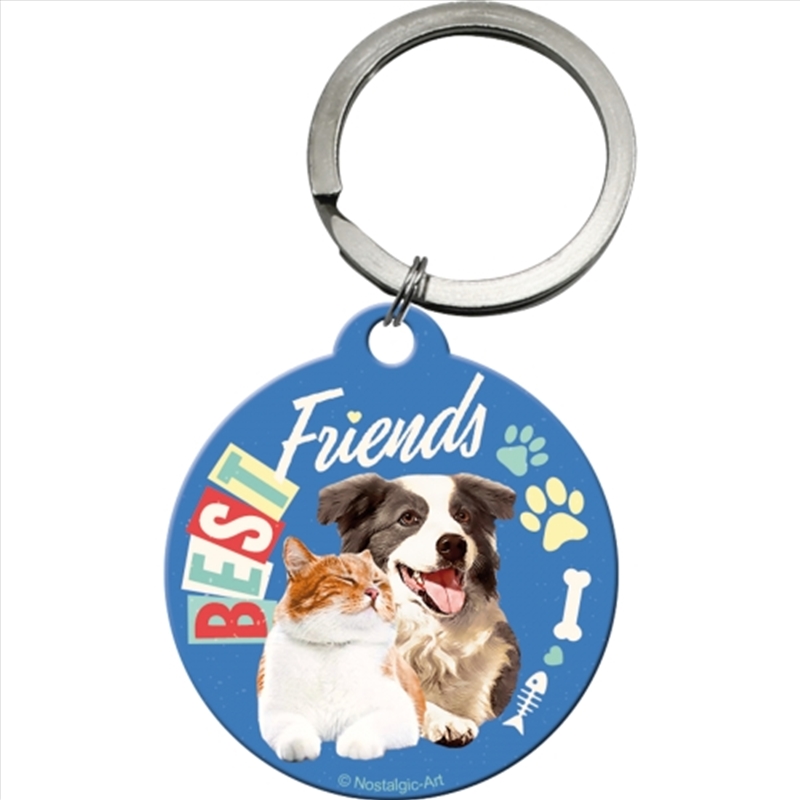 Nostalgic-Art Keyring Round Best Friends Cat & Dog 7.5x4x0.3cm/Product Detail/Keyrings