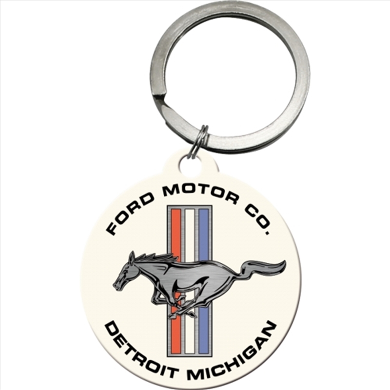 Nostalgic-Art Keyring Round Ford Mustang - Horse and Stripes Logo 7.5x4x0.3cm/Product Detail/Keyrings