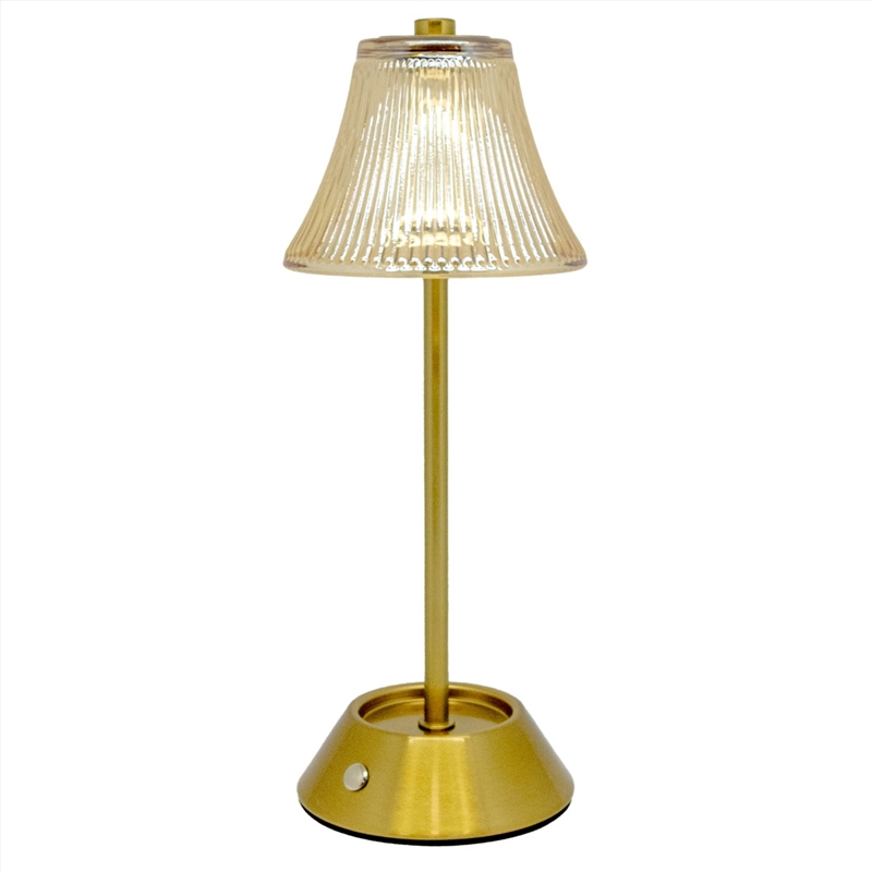 Rechargeable LED Table Lamp with Fluted Glass Shade 11x11x28cm/Product Detail/Lighting