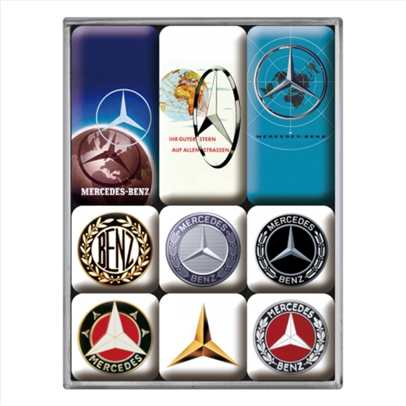 Nostalgic-Art 9pc Magnet Set Mercedes-Benz Logo Evolution 7x9.3x2cm/Product Detail/Stationery