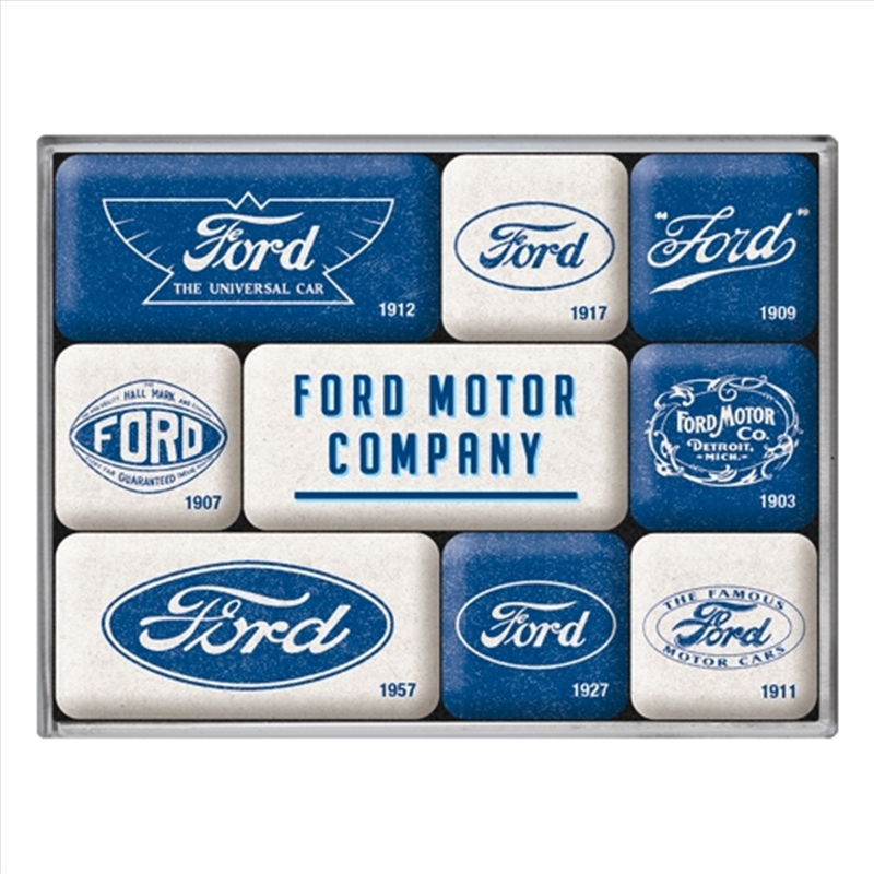Nostalgic-Art 9pc Magnet Set Ford Logo Evolution 7x9.3x2cm/Product Detail/Stationery