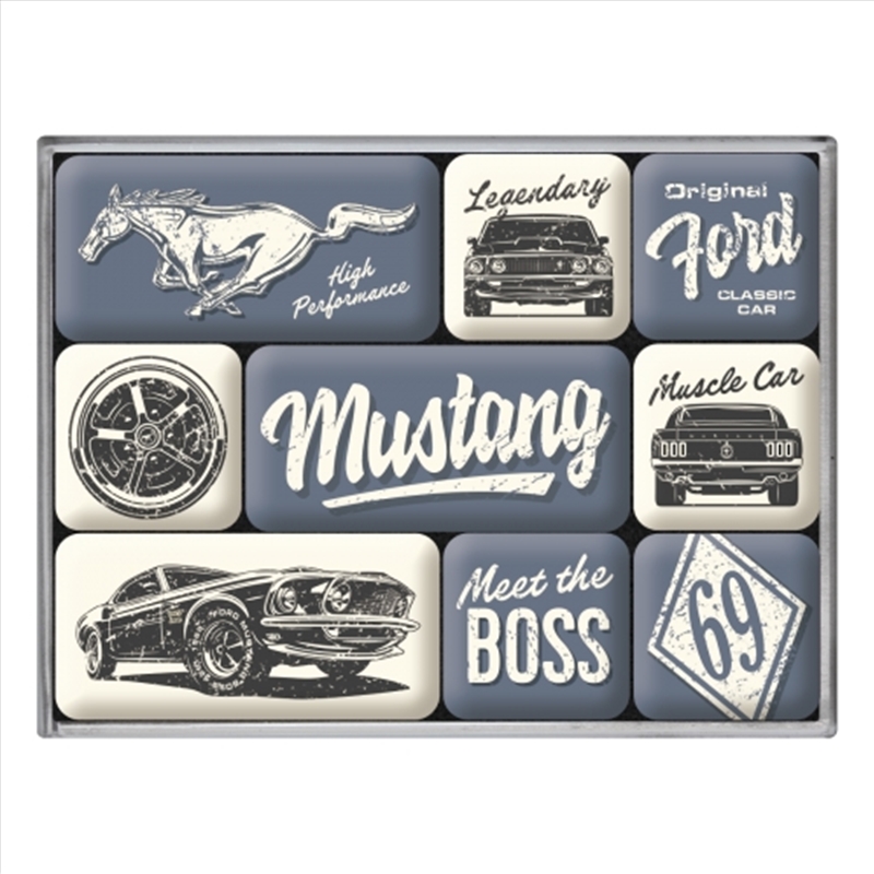 Nostalgic-Art 9pc Magnet Set Ford Mustang The Boss 7x9.3x2cm/Product Detail/Stationery
