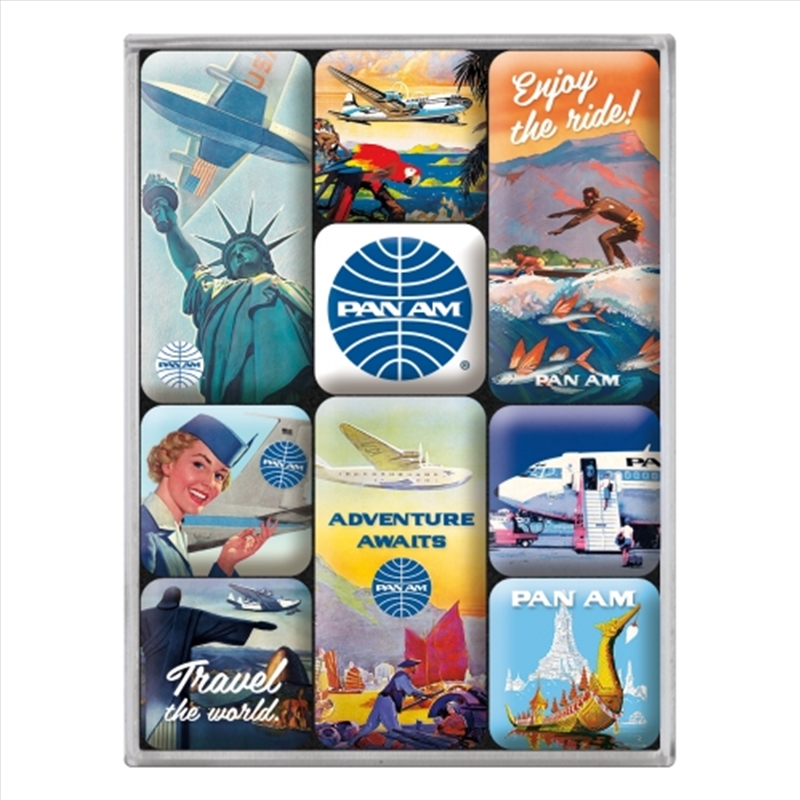 Nostalgic-Art 9pc Magnet Set Pan Am Travel The World Posters 7x9.3x2cm/Product Detail/Stationery