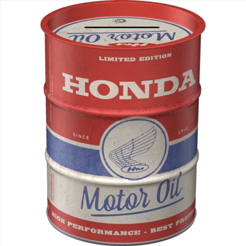 Nostalgic-Art Money Box Oil Barrel Honda MC Motor Oil 9.3x9.3x11.5cm/Product Detail/Collectables