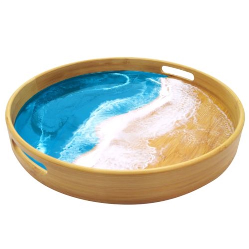 Round Bamboo Resin Serving Tray Ocean Vibes 41x41x5cm/Product Detail/Diningware