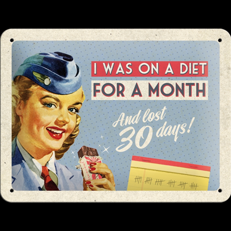 Nostalgic-Art Small Sign I was on a diet 15x20x0.3cm/Product Detail/Posters & Prints