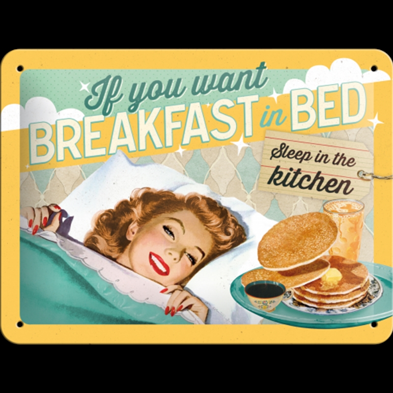 Nostalgic-Art Small Sign Breakfast in Bed 15x20x0.3cm/Product Detail/Posters & Prints