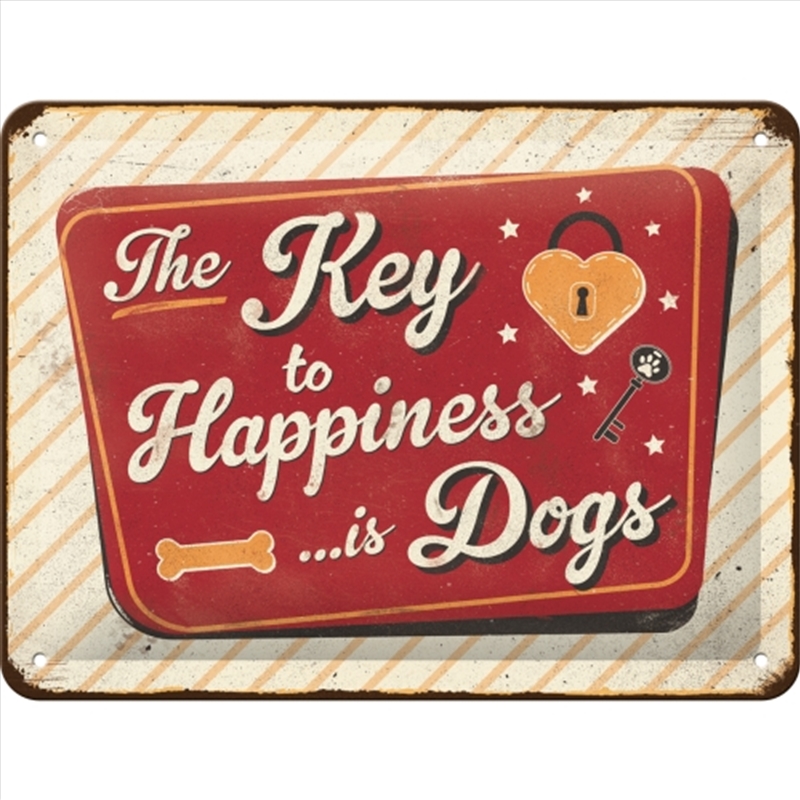 Nostalgic-Art Small Sign Dogs - Key to Happiness 15x20x0.3cm/Product Detail/Posters & Prints