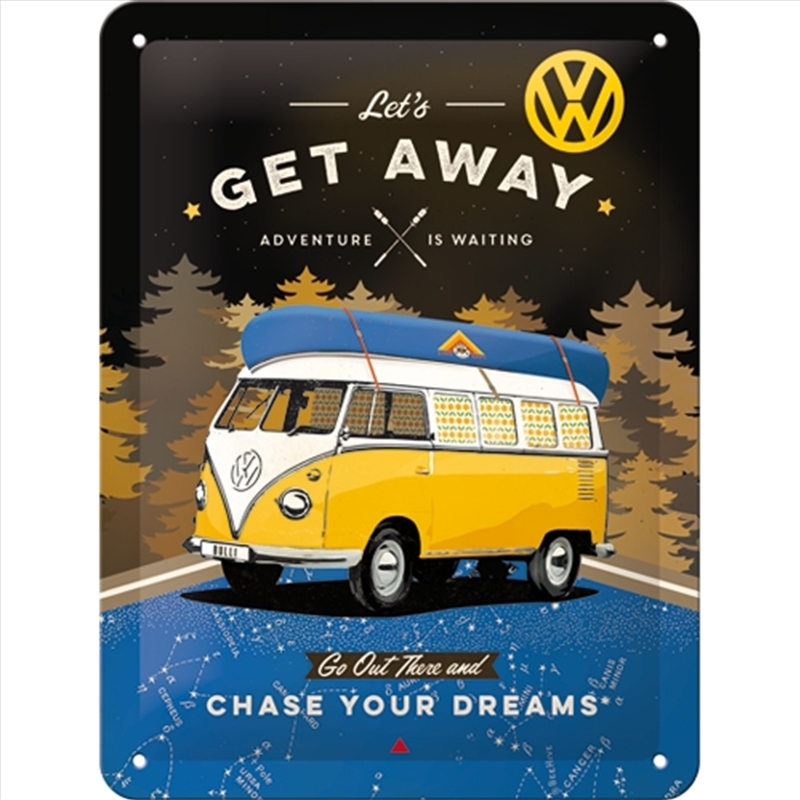 Nostalgic-Art Small Sign VW Bulli - Let's Get Away Night 15x20x0.3cm/Product Detail/Posters & Prints