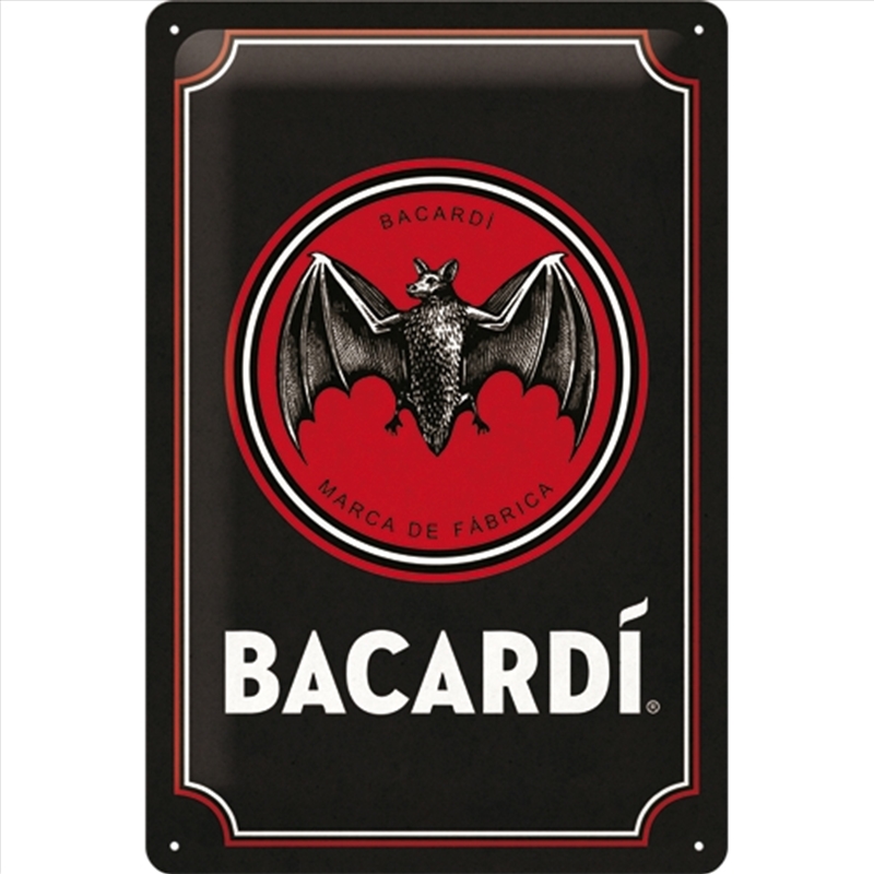 Nostalgic-Art Medium Sign Bacardi - Logo Black 20x30x0.5cm/Product Detail/Posters & Prints