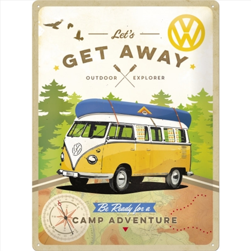 Nostalgic-Art Large Sign VW Bulli - Let's Get Away! 30x40x0.5cm/Product Detail/Posters & Prints