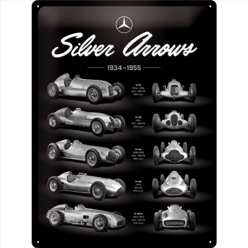 Nostalgic-Art Large Sign Mercedes-Benz Silver Arrows Chart 30x40x0.5cm/Product Detail/Posters & Prints