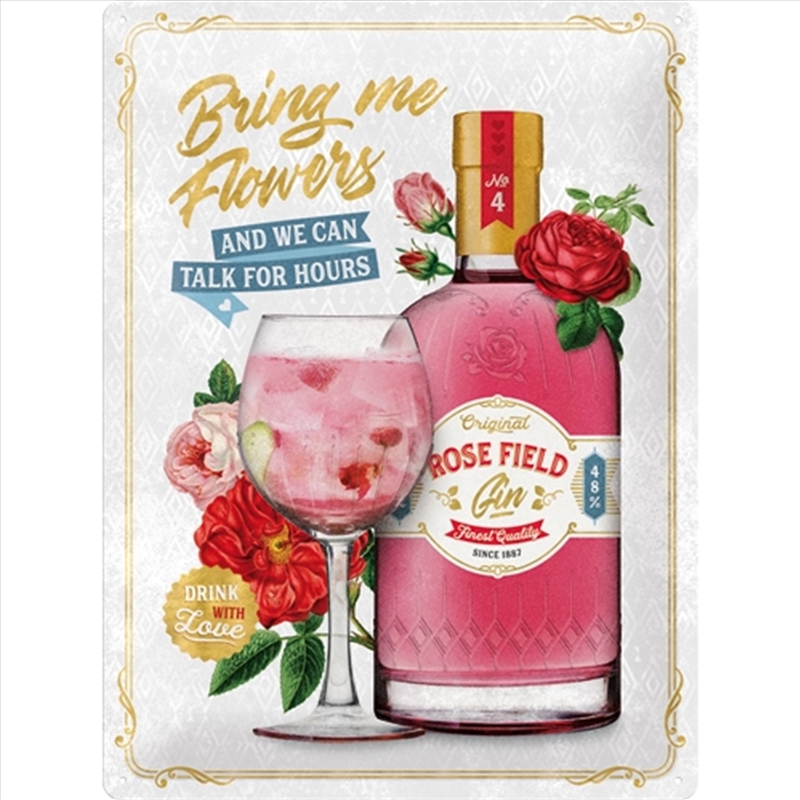 Nostalgic-Art Large Sign Gin & Tonic Pink Gin Flowers 30x40x0.5cm/Product Detail/Posters & Prints
