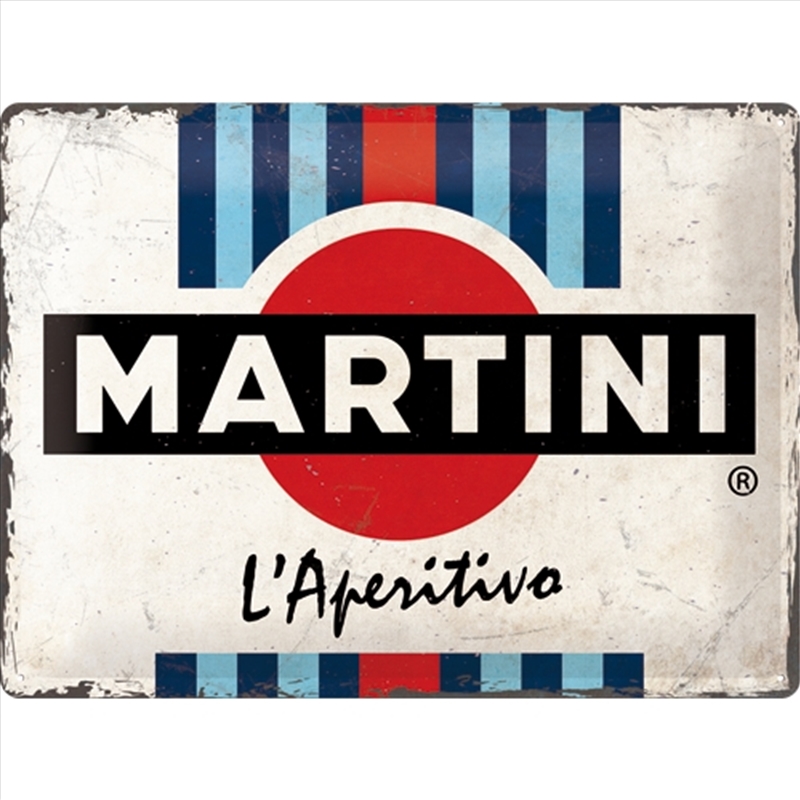 Nostalgic-Art Large Sign Martini - L'Aperitivo Racing Stripes 30x40x0.5cm/Product Detail/Posters & Prints