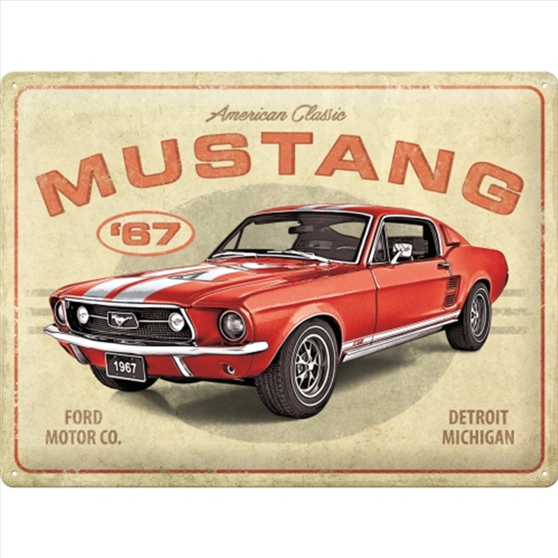Nostalgic-Art Large Sign Ford Mustang - Red 1967 GT 30x40x0.5cm/Product Detail/Posters & Prints