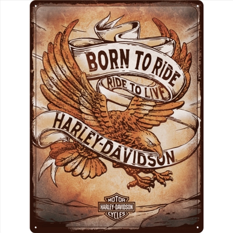 Nostalgic-Art Large Sign Harley Born To Ride Eagle 30x40x0.5cm/Product Detail/Posters & Prints