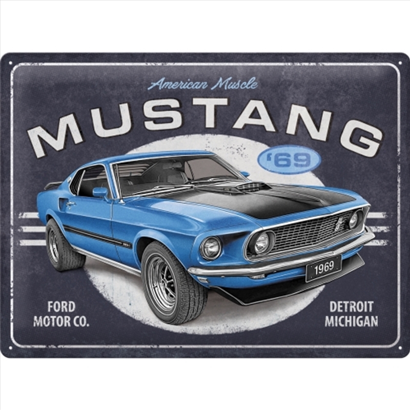 Nostalgic-Art Large Sign Ford Mustang 1969 Mach 1 Blue Special Edition 30x40x0.5cm/Product Detail/Posters & Prints