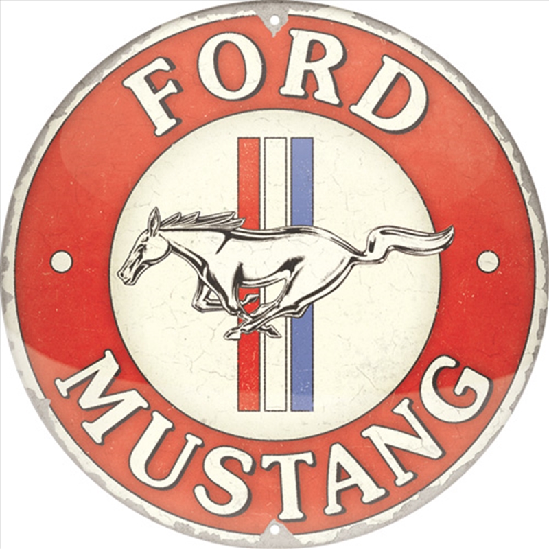 Nostalgic-Art Round Tin Sign Ford Mustang - 3 Stripes Red 35x35x0.5cm/Product Detail/Posters & Prints