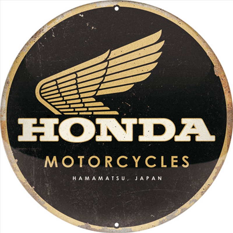 Nostalgic-Art Round Tin Sign Honda MC - Motorcycles Gold 35x35x0.5cm/Product Detail/Posters & Prints