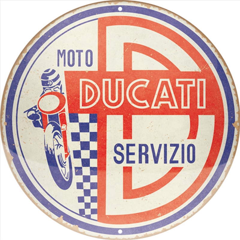 Nostalgic-Art Round Tin Sign Ducati - Moto Servizio 35x35x0.5cm/Product Detail/Posters & Prints
